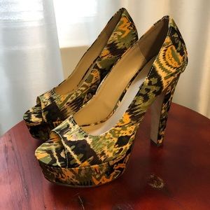 Michael Antonio Watercolor Peep Toe Platform Heels